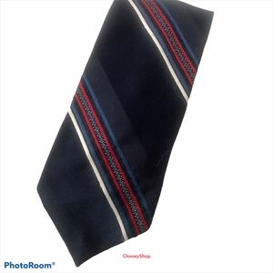 Tie Wash n Wear Navy Red & White Striped Tie Wembley